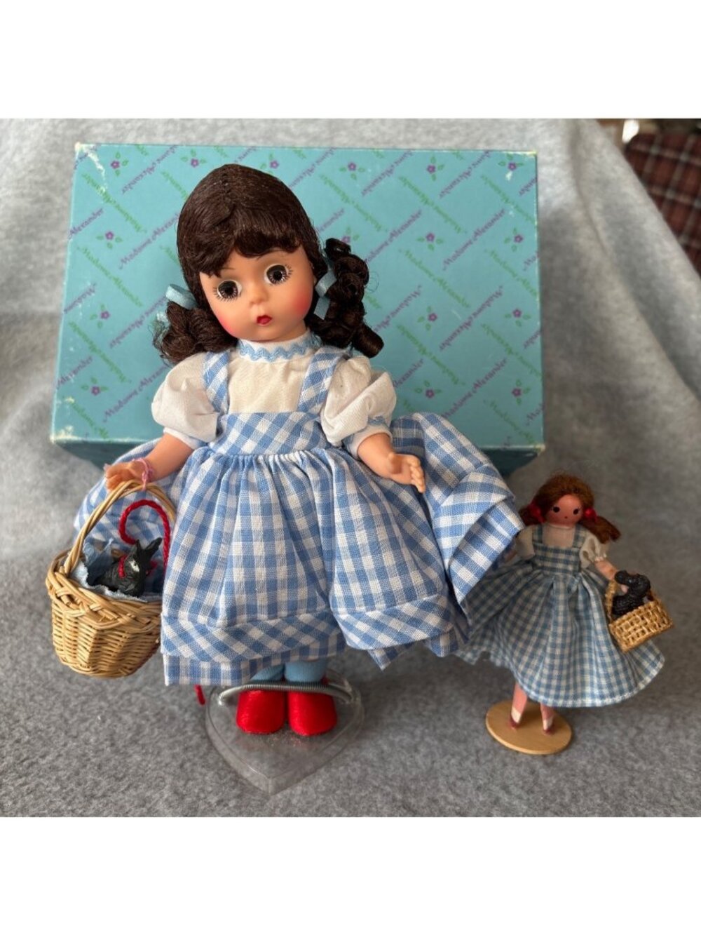 Madame Alexander Dorothy & Mini Doll Blue Gingham Dress Red Shoes Wizard of Oz